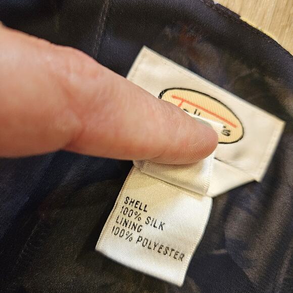 Vtg Talbots Pure Silk Midi Skirt Womens 6 Black Multicolor Ruffle Fairycore Boho - Picture 9 of 9